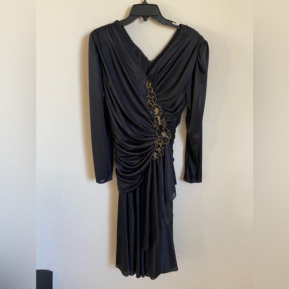 Vintage 1980s Dynasty Joan Collins Dress Scalloped
